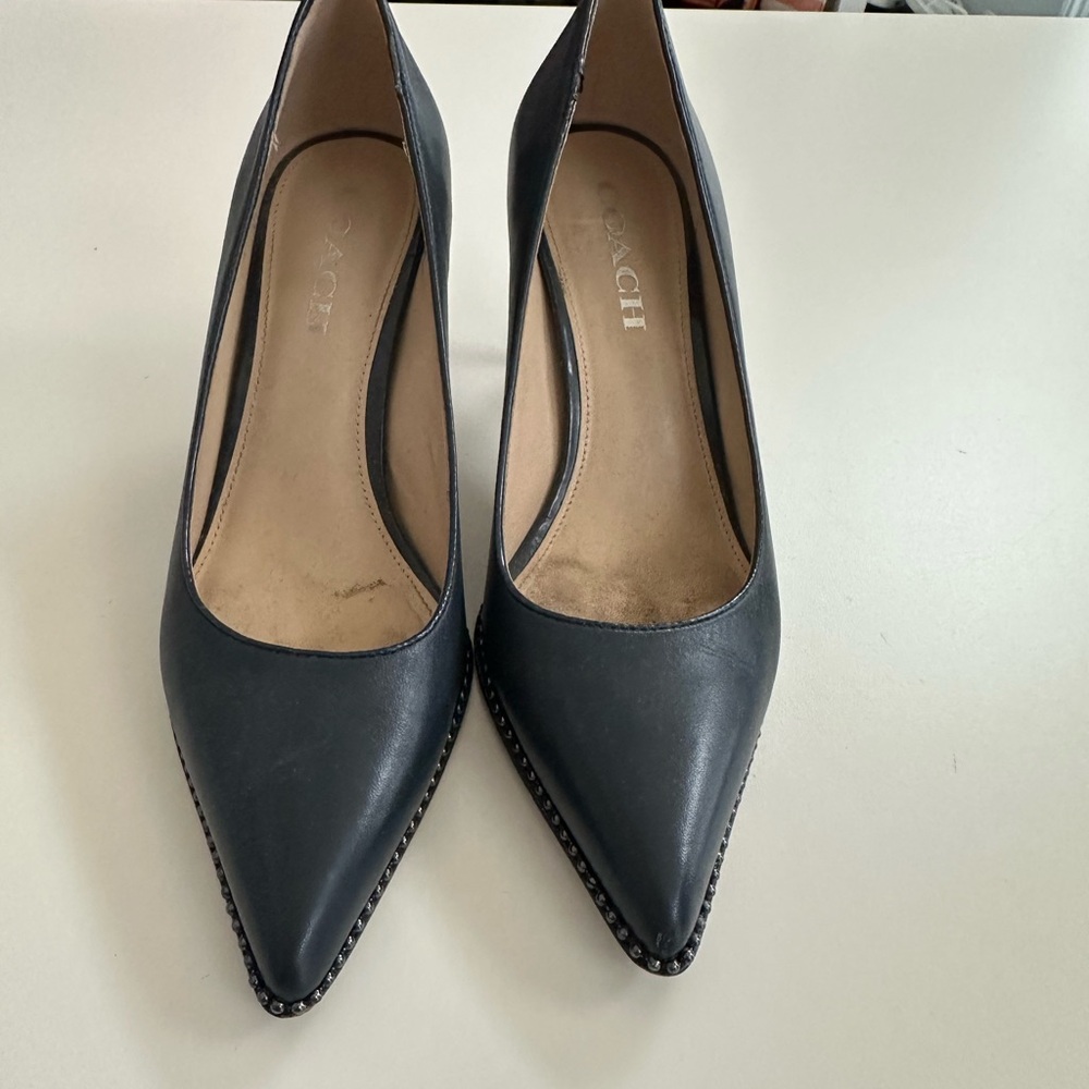 Coach Navy Leather Heels